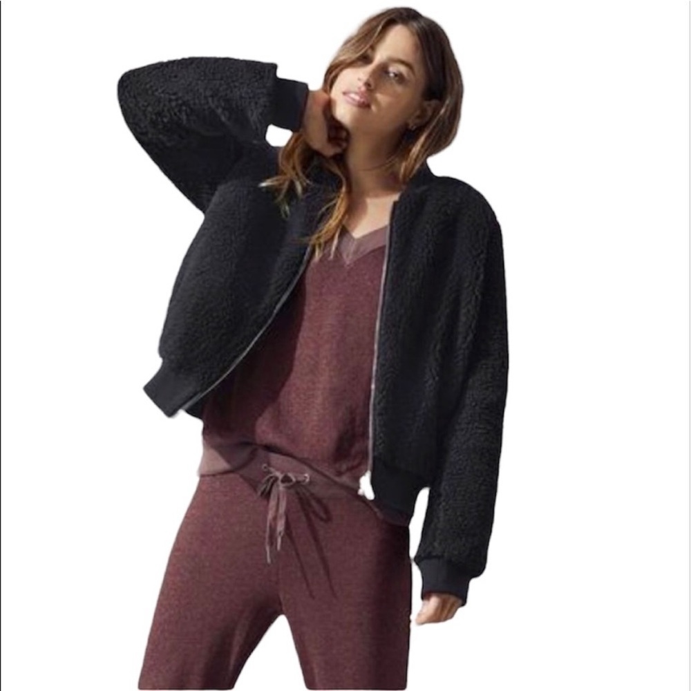 N:Philanthropy Cropped Sherpa Bomber Zip Up Jacket